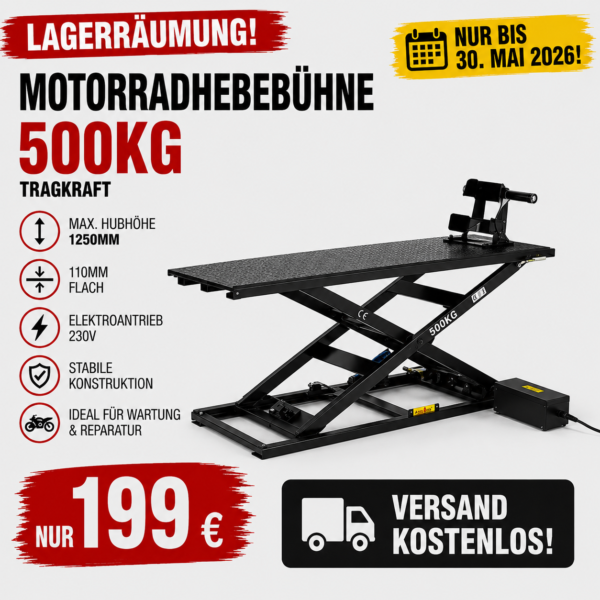 Professional 500kg Motorcycle Lift Table with Electric Hydraulic System